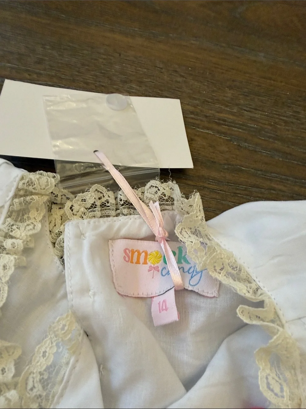 Heirloom White Lace-Trim gown with Cream Accents Girls Size 14